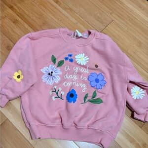 ZARA Pink Floral Sweatshirt
